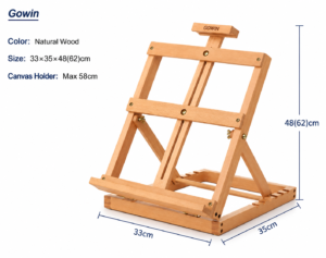 Wholesale tabletop wooden easel manufactured by Gowin for distributors and OEM brands.