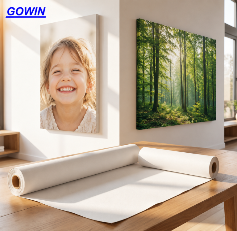 Aqueous canvas roll for fine art reproduction and gallery wrap