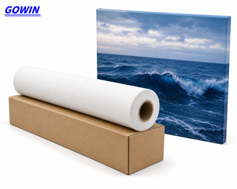 Printable canvas rolls compatible with UV and latex printing systems after sample testing.