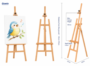 Wholesale wooden display easel manufactured by Gowin for retail displays, exhibitions and OEM projects.