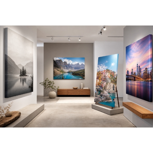 Matte, satin and glossy printed canvas used for fine art, wall decor, photo canvas and commercial displays
