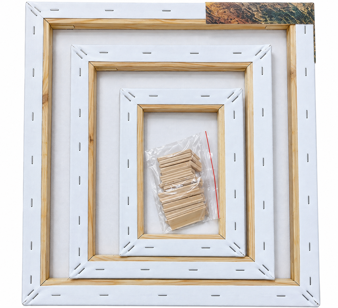 Back stapled and side stapled stretched canvas options